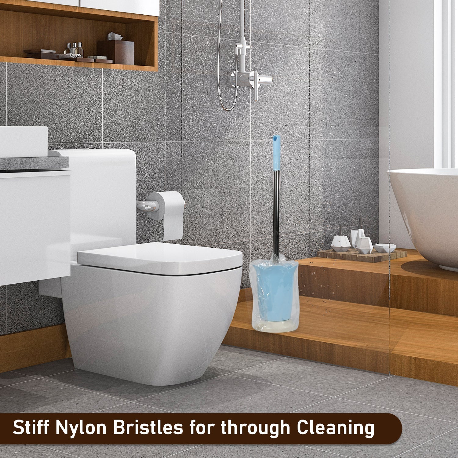 4673 Premium Toilet Plastic Brush with Holder Stand Western and Indian Toilet Bathroom Cleaning DeoDap 4673 Premium Toilet Plastic Brush with Holder Stand Western and Indian Toilet Bathroom Cleaning DeoDap